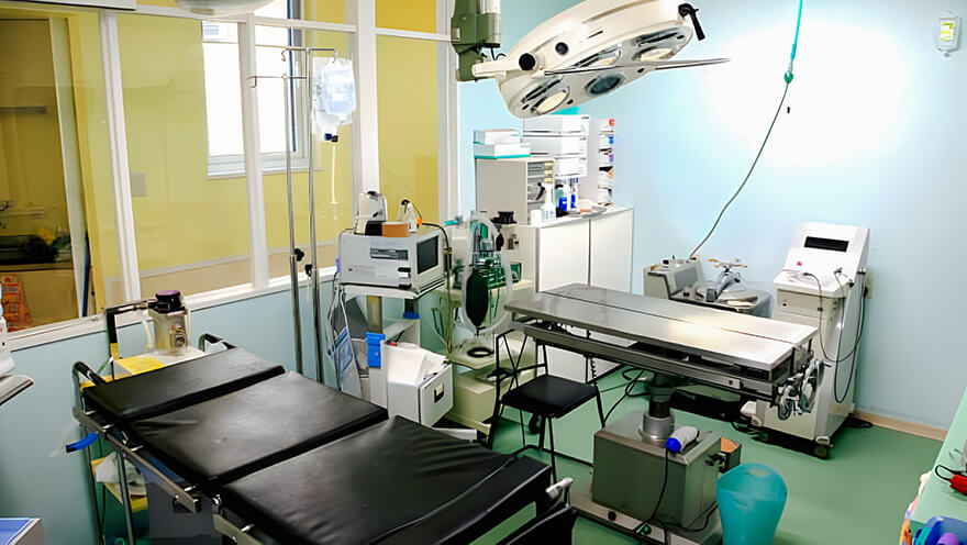 画像：ガラス張りでオープンな手術室
